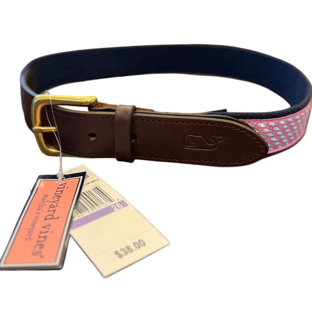 Vineyard Vines Brown and Pink Belt